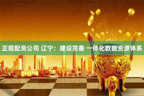 正规配资公司 辽宁：建设完善 一体化数据资源体系